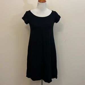 Eileen Fisher Black Cap Sleeve Tee Shirt Dress Size Small Petite